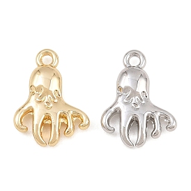 Charms de aleación, encantos de pulpo, chapado en rack, sin plomo y cadmio