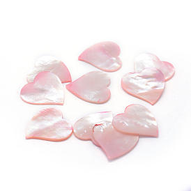 Cabochons coquille, cœur, teint