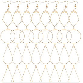 Набор для изготовления геометрических сережек своими руками, включая латунные крючки для сережек и подвески, кольцо, ромб и слезинка