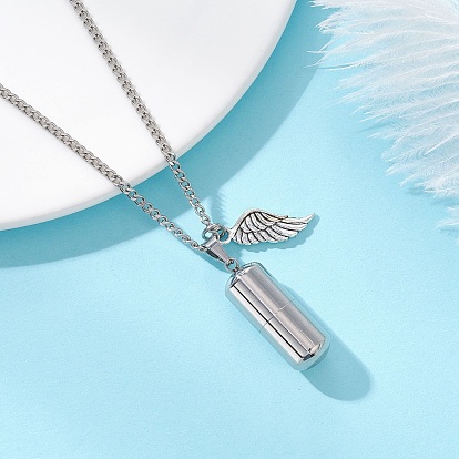 304 ожерелье из нержавеющей стали в форме капсулы с урной для праха, с пером из сплава