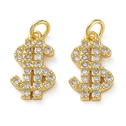 Латунные микропаве прозрачные подвески с фианитом, подвески в виде знака доллара