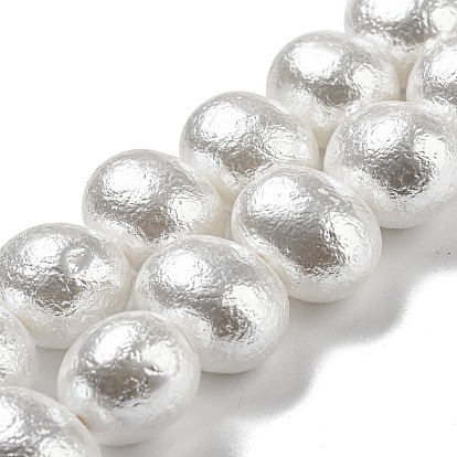 Natural Wrinkle Shell Beads Strands, Textured Oval