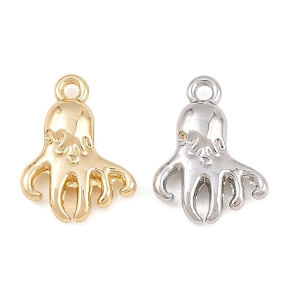 Charms de aleación, encantos de pulpo, chapado en rack, sin plomo y cadmio