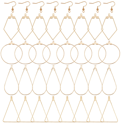 Набор для изготовления геометрических сережек своими руками, включая латунные крючки для сережек и подвески, кольцо, ромб и слезинка