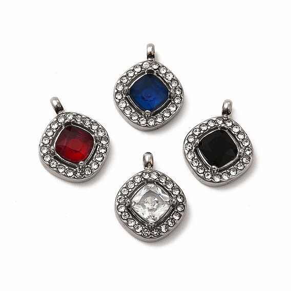 Вакуумное покрытие pvd 304 подвески из нержавеющей стали с кубическим цирконием, со стразами, ромб прелести