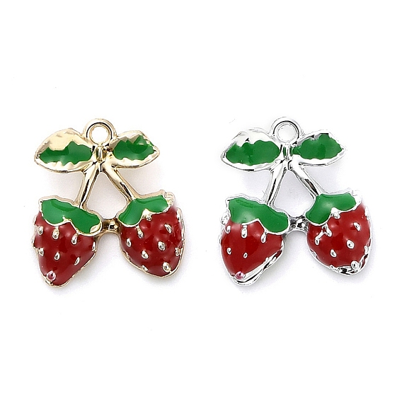Подвески из эмали и сплава, клубника прелести
