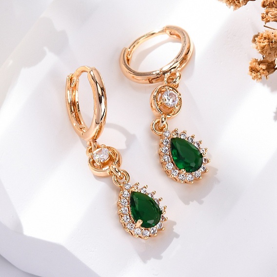 Латунные микропроволочные кубические серьги с цирконием, долговечный, стойки покрытие, без свинца и без кадмия, слеза