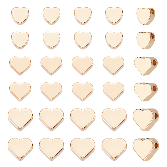 60шт 3 стиль латунные бусины, сердце