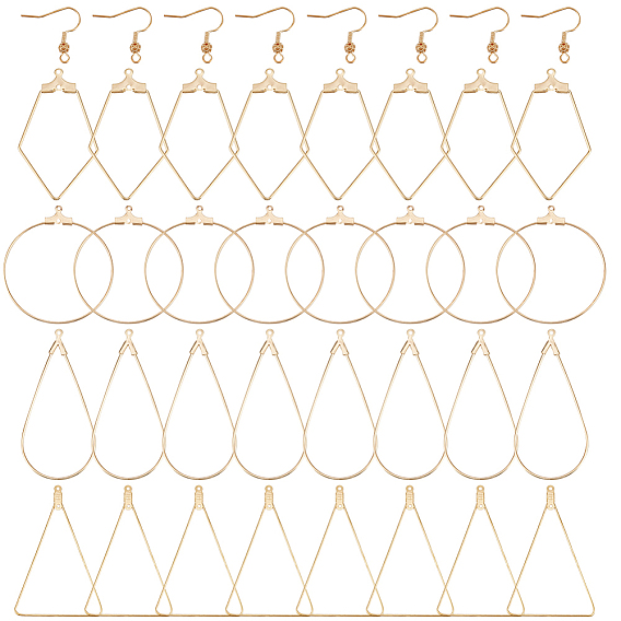 Набор для изготовления геометрических сережек своими руками, включая латунные крючки для сережек и подвески, кольцо, ромб и слезинка