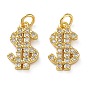 Латунные микропаве прозрачные подвески с фианитом, подвески в виде знака доллара