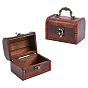Cofres rectangulares de madera de estilo retro para guardar baratijas., con pestillo de aleación, Bronce antiguo