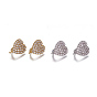 Brass Hoop Earring Findings with Latch Back Closure, with Micro Pave Cubic Zirconia and Loop, Heart