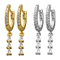 2 пары 2 цветные латунные серьги-кольца с микропаве из прозрачных кубических цирконий, слеза