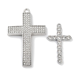 Alloy Rhinestone Pendants, Cross