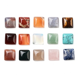 Gemstone Cabochons, Mixed Stone, Square, 16x16x6mm