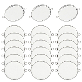 50 шт. 304 Настройки для коннектора кабошона из нержавеющей стали, чашки безель с краями, плоско-круглые