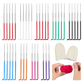 39 шт. 9 стили пробивные иглы из углеродистой стали, с 1 набором кожаных наперстков для защиты пальцев