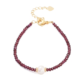 Mozambique Import Natural Garnet & Natural Pearl Round Beaded Bracelets for Women