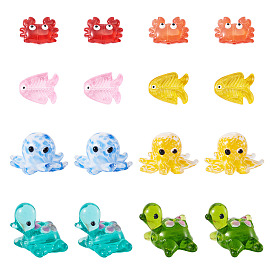 16шт. 8 стили: стеклянные эмалированные бусины на морскую тематику, разнообразные