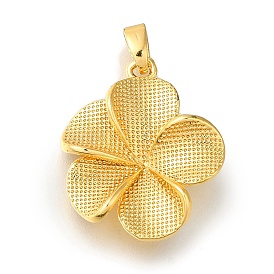 Rack Plating Brass Pendant, Lead Free & Cadmium Free, Long-Lasting Plated, Flower