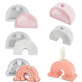 Rainbow DIY Silicone Candle Holder Molds, Resin Plaster Cement Casting Molds