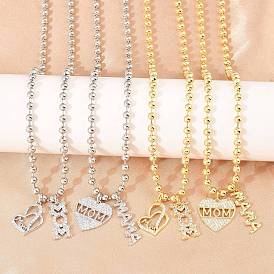 Подвеска в виде сердца с микропаве из латуни с прозрачными кубическими циркониями ко Дню матери для женщин., без кадмия и без свинца, долговечный, стойки покрытие