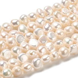 Brins de perles de culture d'eau douce naturelles, deux faces polies, Note 4 un