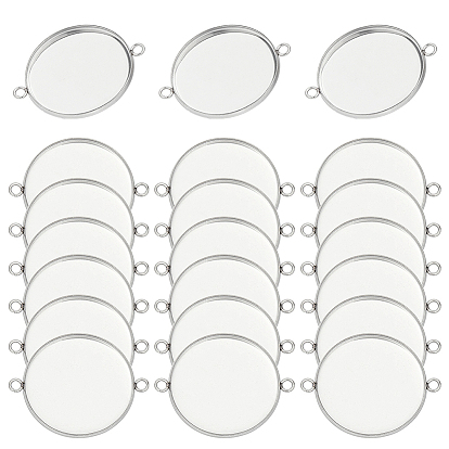 50 шт. 304 Настройки для коннектора кабошона из нержавеющей стали, чашки безель с краями, плоско-круглые