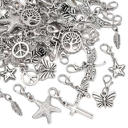 12шт 6 стиль сплав подвесные украшения, Сплав с застежками когтя омара, разнообразные