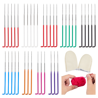 39 шт. 9 стили пробивные иглы из углеродистой стали, с 1 набором кожаных наперстков для защиты пальцев