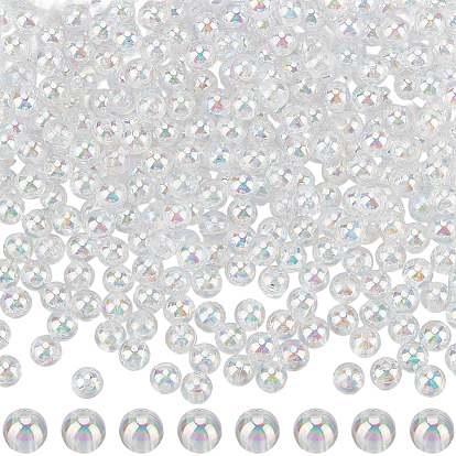 600 шт прозрачные акриловые бусины, аб цвета покрытием, круглые