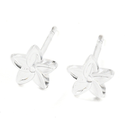Resin Stud Earring Findings, Plumeria Flower Earring for Women