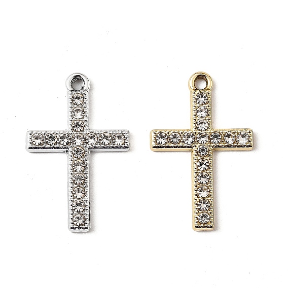 Подвески со стразами из сплава с УФ-покрытием, крестик