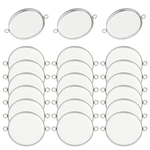 50 шт. 304 Настройки для коннектора кабошона из нержавеющей стали, чашки безель с краями, плоско-круглые