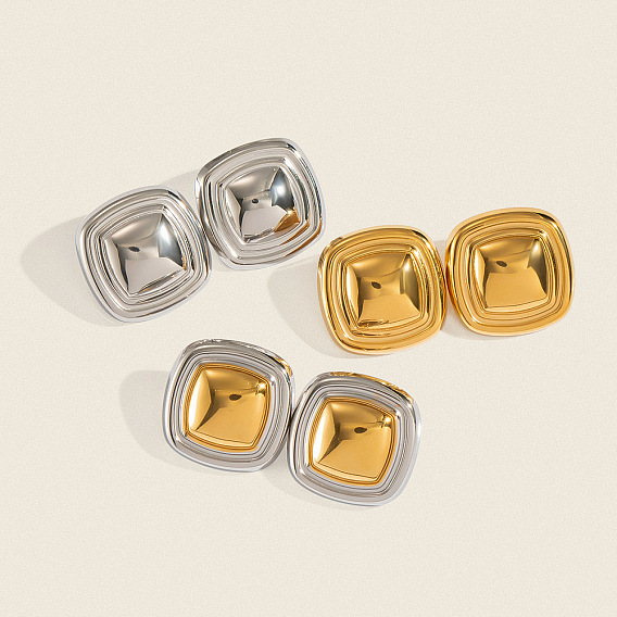 304 квадратные серьги-гвоздики из нержавеющей стали