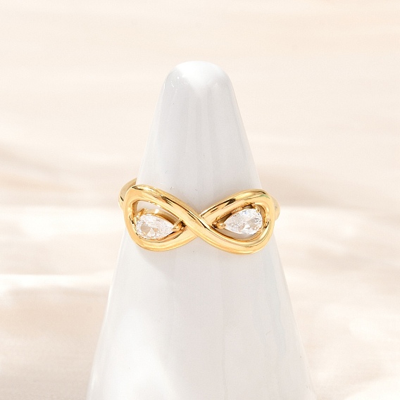 304 регулируемые манжетные кольца из нержавеющей стали с кубическим цирконием, бесконечность