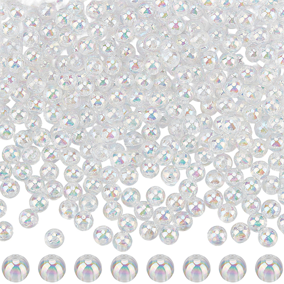 600 шт прозрачные акриловые бусины, аб цвета покрытием, круглые