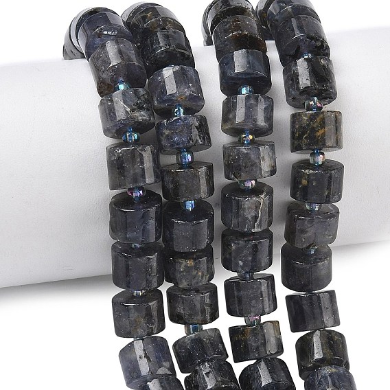 Природные иолит нитей бисера, диск, Heishi бусы, с бисером