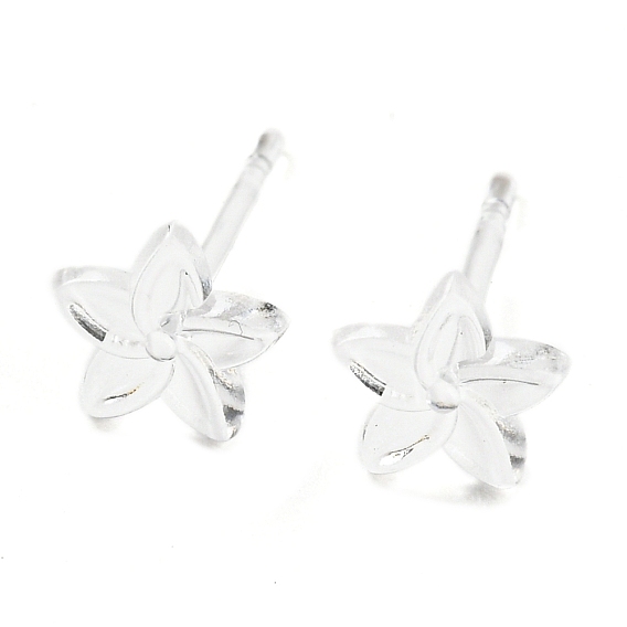 Resin Stud Earring Findings, Plumeria Flower Earring for Women