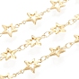 Brass Link Chain, Long-Lasting Plated, Soldered, with Spool, Hollow Star