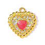 304 из нержавеющей стали горный хрусталь подвески, сердце прелести, с эмалью, ионное покрытие (ip), реальный 18 k позолоченный