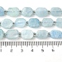 Natural Aquamarine Beads Strands, with Seed Beads, Rectangle
