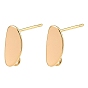 SHEGRACE Brass Stud Earring Findings, Oval, with Loop, Cadmium Free & Lead Free & Nickel Free