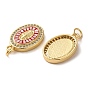 Brass Micro Pave Cubic Zirconia Pendants, Shell with Enamel, Jump Ring, Oval with Human