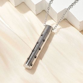 304 подвеска-колонна из нержавеющей стали с черным отпечатком лапы и памятным пеплом