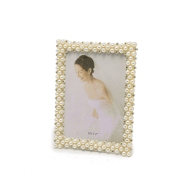 ABS Plastic Pearl & Resin Rhinestones Photo Frame Stand, Rectangle