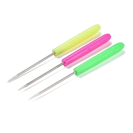 3 Colors Steel Awl Pricker Sewing Tool Kit, with Plastic Handle, for Punch Sewing Stitching Leather Craft