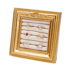 Квадратная фоторамка, органайзер для колец из смолы, подставка с бархатным ковриком, золотые