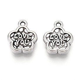 Подвески из сплава в тибетском стиле, цветок со словом люблю тебя