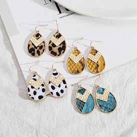 Leather Drop Earrings with European Style and Fashionable Design